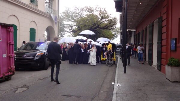 un mariage sous la pluie à Nouvelle Orléans